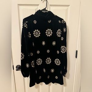 Zara velvet and embroidered mini dress